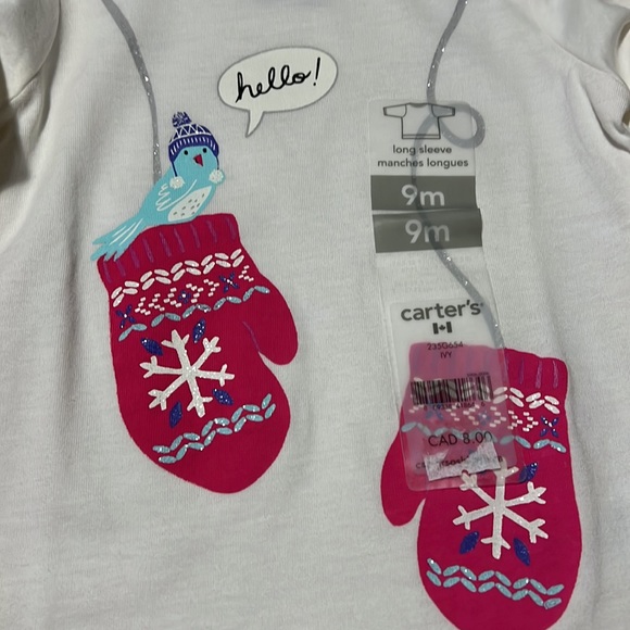 Set of 2 long sleeve tops (one shirt and one onesie), size 9 months, never worn - Picture 3 of 5